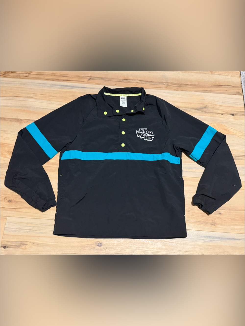 Star Wars Rebel Leader Black and Teal Men’s Windbreaker Size M